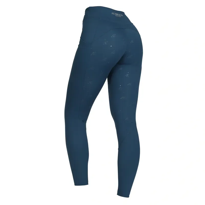 Aubrion Equestrian Winter Riding Tights in Estate Blue-1