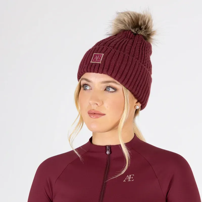 Aubrion Equestrian Knit Hat in Port-1