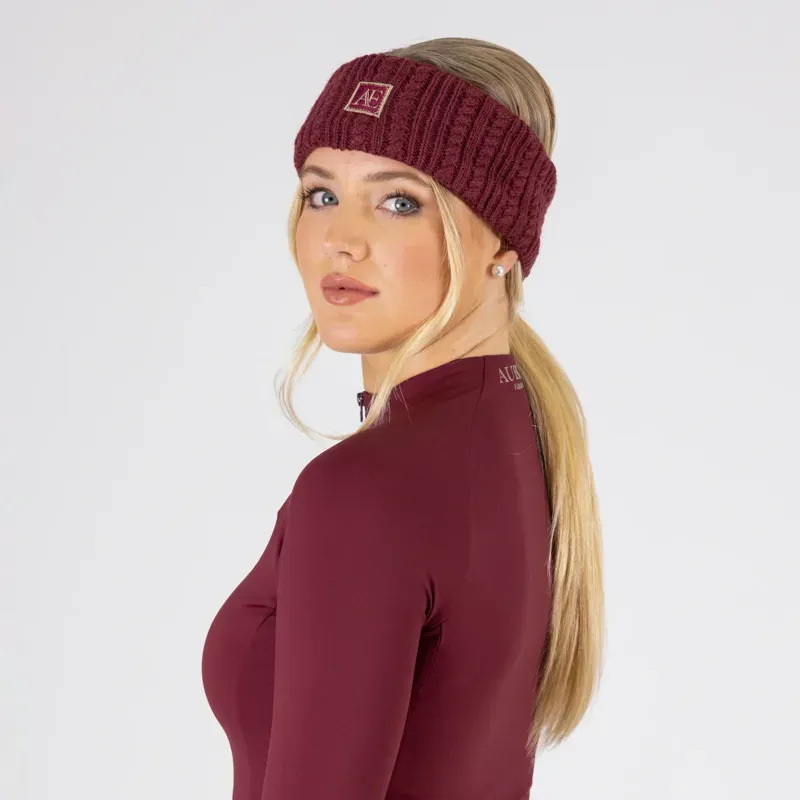 Aubrion Equestrian Knit Head Band in Port-1