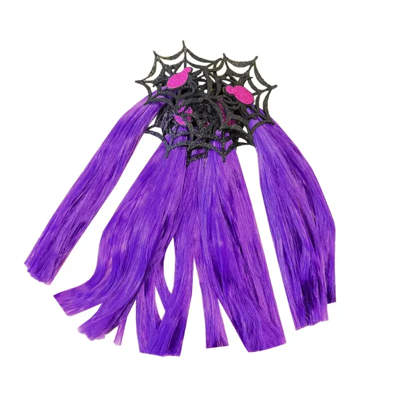 Equetech One Size 5 Pack Cobweb Spider Halloween Horse Mane Tassels in Purple