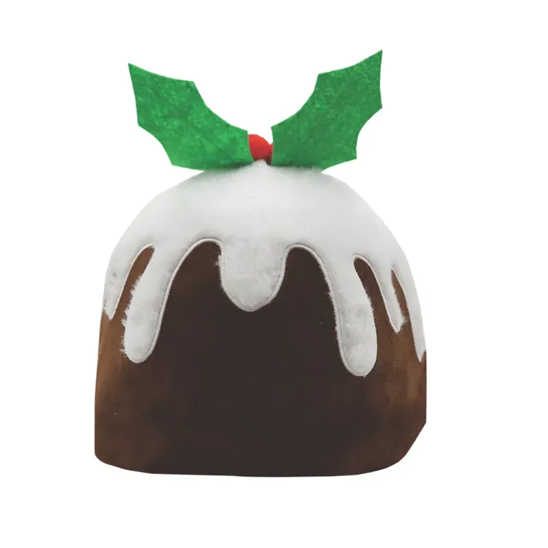 Equetech One Size Christmas Plum Pudding Hat Silk in Brown/White-1