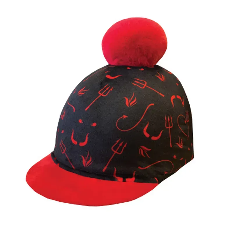 Equetech Childs One Size Devilsh Pom Hat Silk in Black/Red