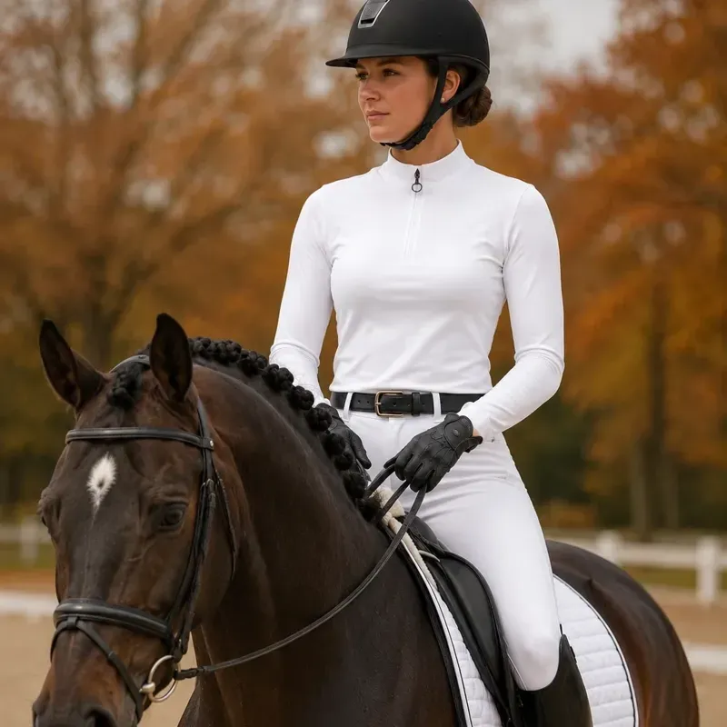 Equetech Ladies Thermal Winter Stock Shirt in White-2