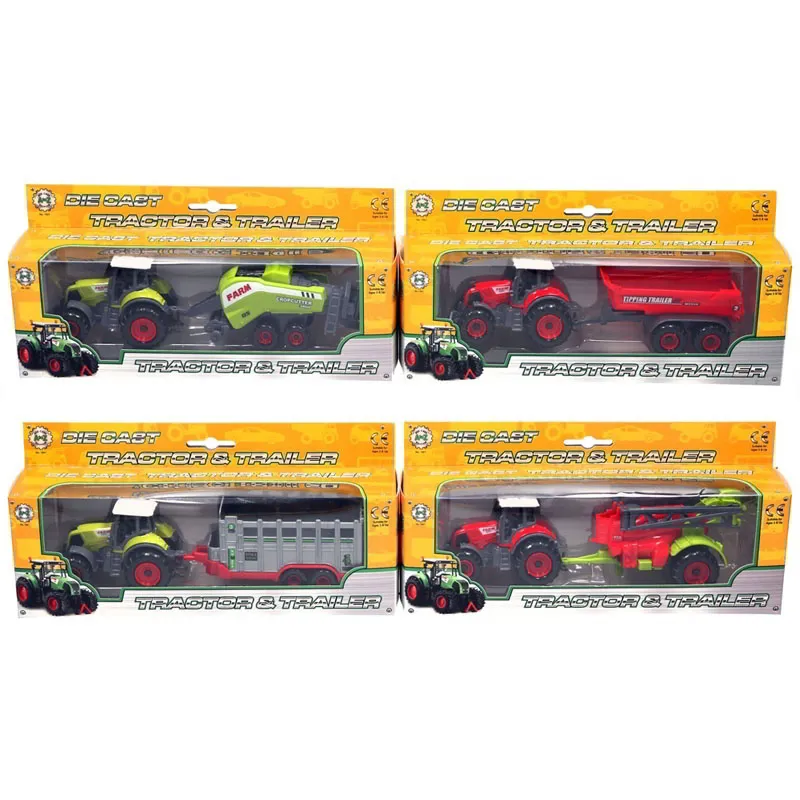 Platinum Farm Tractor and Trailer Toy - Stock Trailer/Green/Grey-3