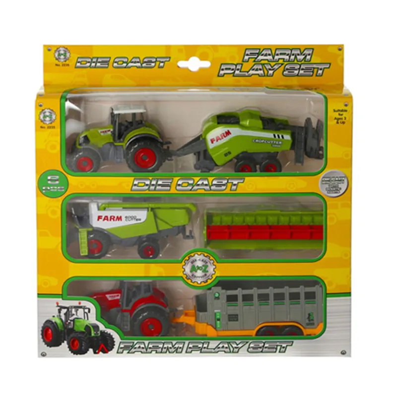 Padgett Bros Diecast Farm Machine Toy Set - Green/Red Tractor