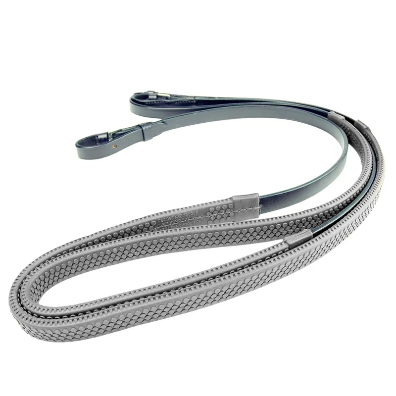Dever Classic Buckle Billet Rubber Grip Reins - Black