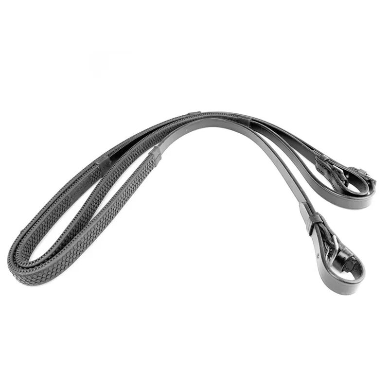Dever Classic Buckle Billet Rubber Grip Reins - Black-1