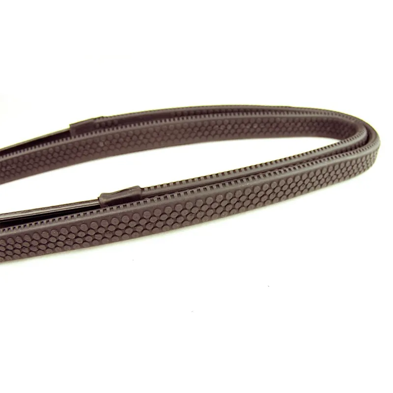 Dever Classic Buckle End Rubber Grip Reins - Brown-3