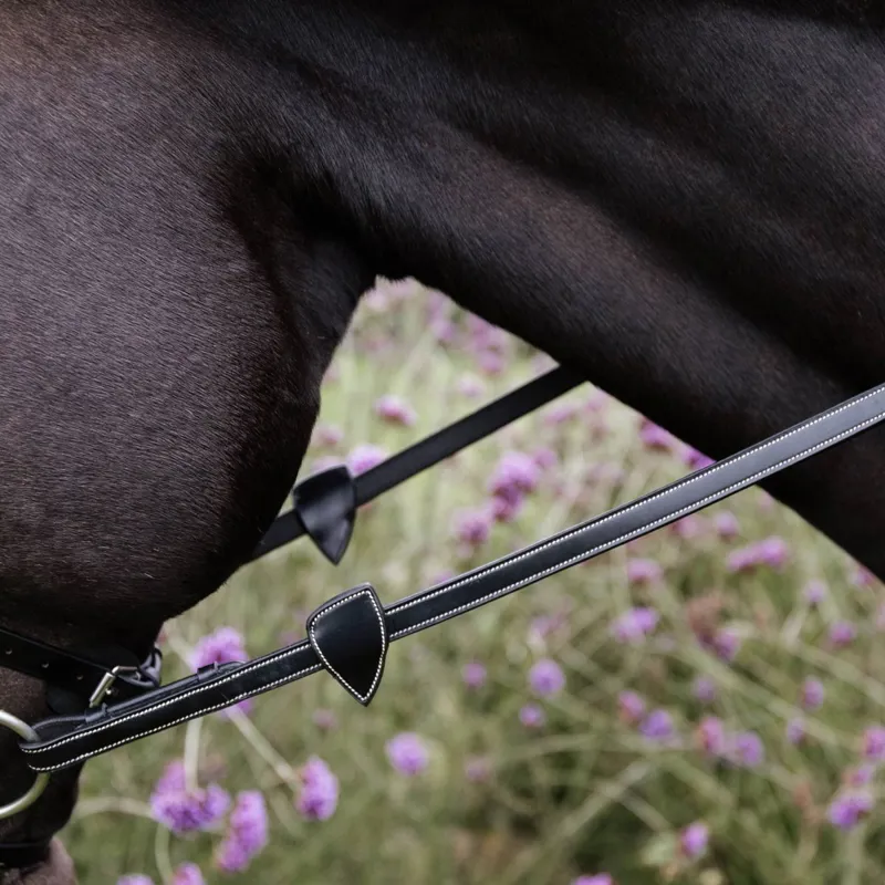 Dyon 1/2 Soft Leather Reins with 8 Integrated Stops - Black-2