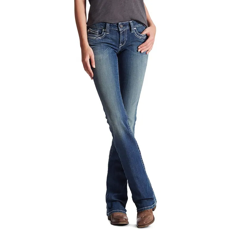 Ariat R.E.A.L. Mid Rise Entwined Womens Boot Cut Jeans - Marine