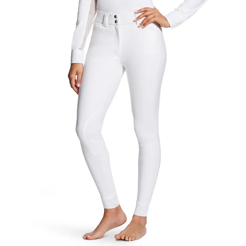Ariat Tri Factor Grip Knee Patch Womens Competition Breeches - White