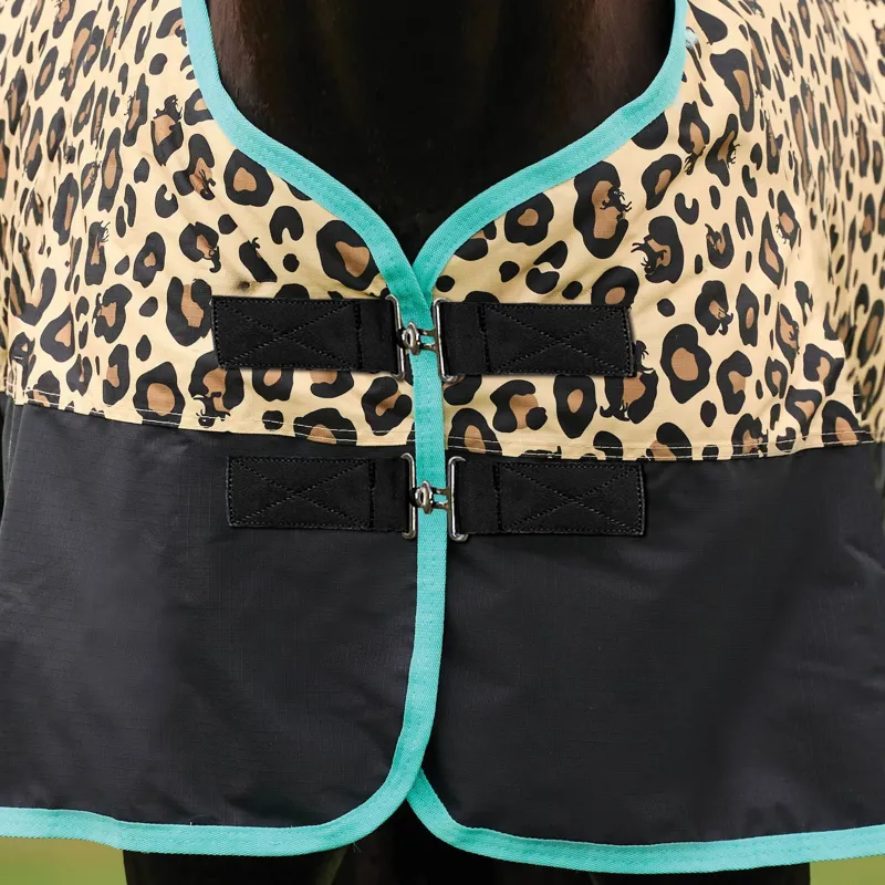 Saxon Defiant 600D Standard Neck 200g Turnout Blanket - Leopard Print-1