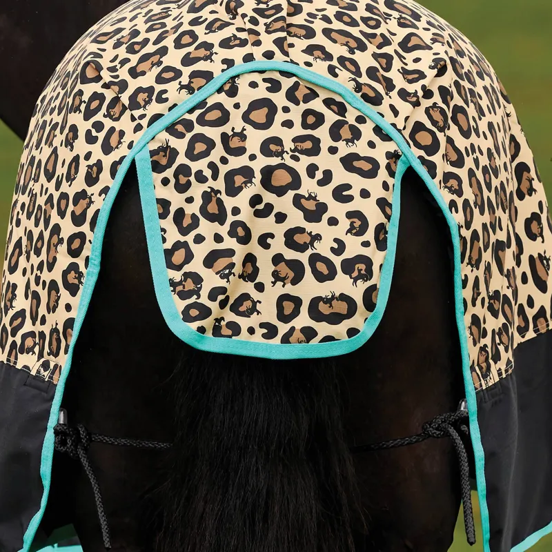 Saxon Defiant 600D Standard Neck 200g Turnout Blanket - Leopard Print-5