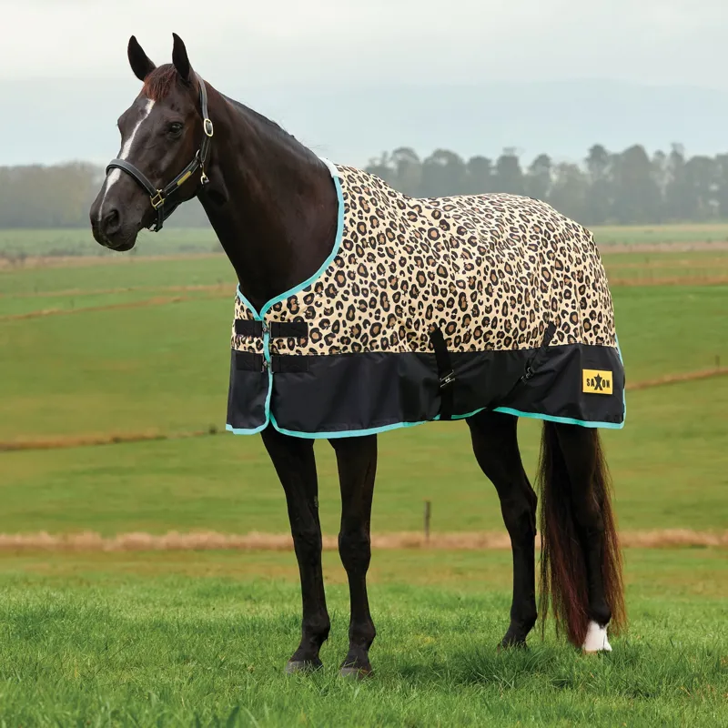 Saxon Defiant 600D Standard Neck 200g Turnout Blanket - Leopard Print
