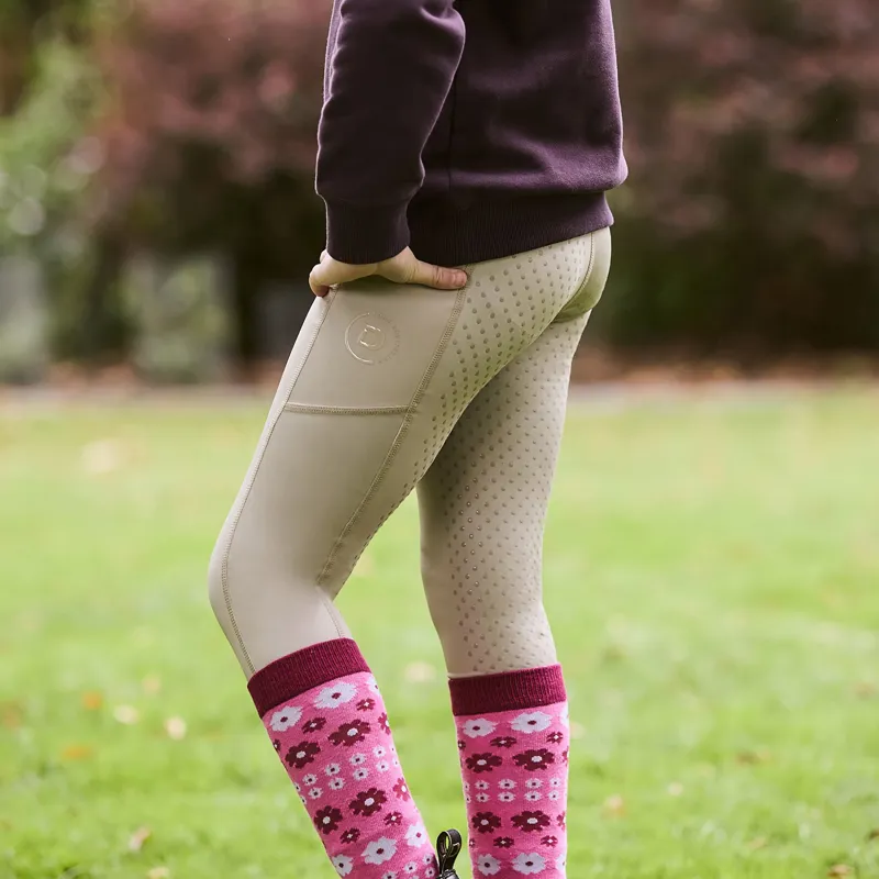 Dublin Everyday Full Grip Junior Riding Tights - Beige-4