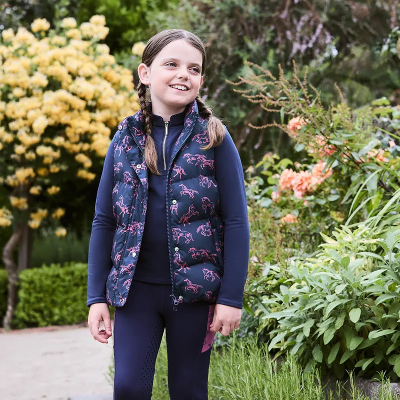 Dublin Patrice Junior Puffer Vest - Navy Frolicking Horse-3