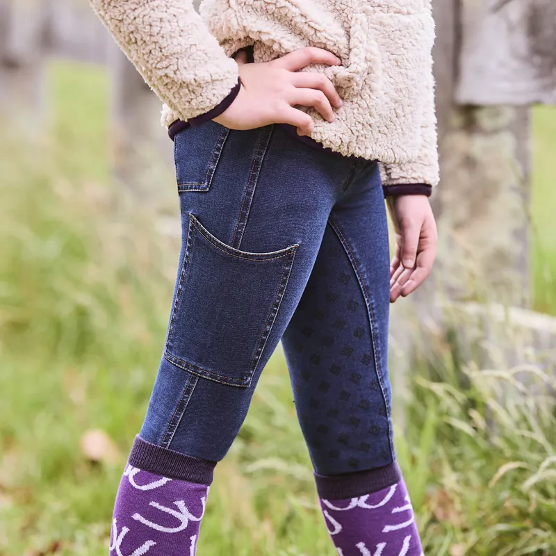 Dublin Shona Full Grip Junior Breeches - Light Blue Denim-1