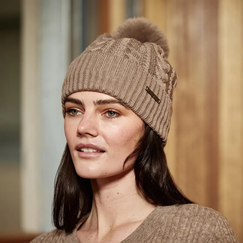 WeatherBeeta Cable Knit Women's Beanie - Dark Taupe-1