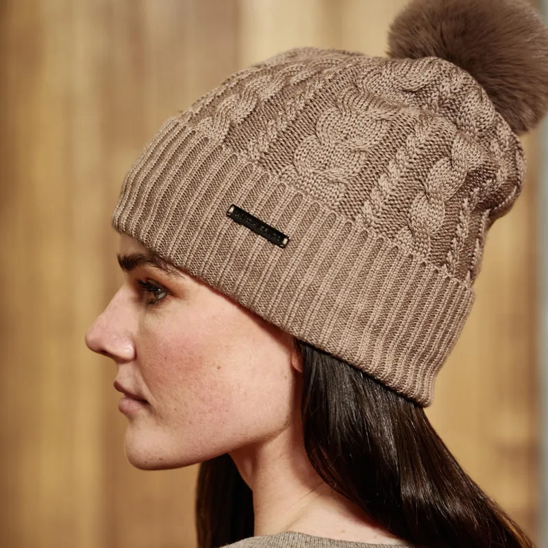 WeatherBeeta Cable Knit Women's Beanie - Dark Taupe-2