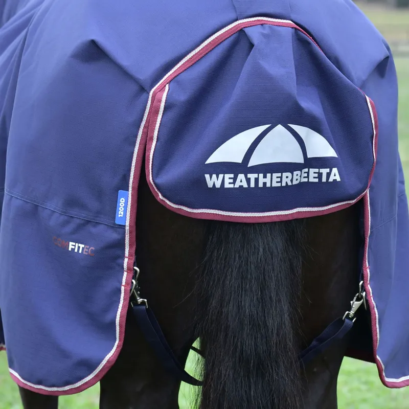 WeatherBeeta ComFiTec Essential 100g Turnout Blanket - Navy/Burgundy-3