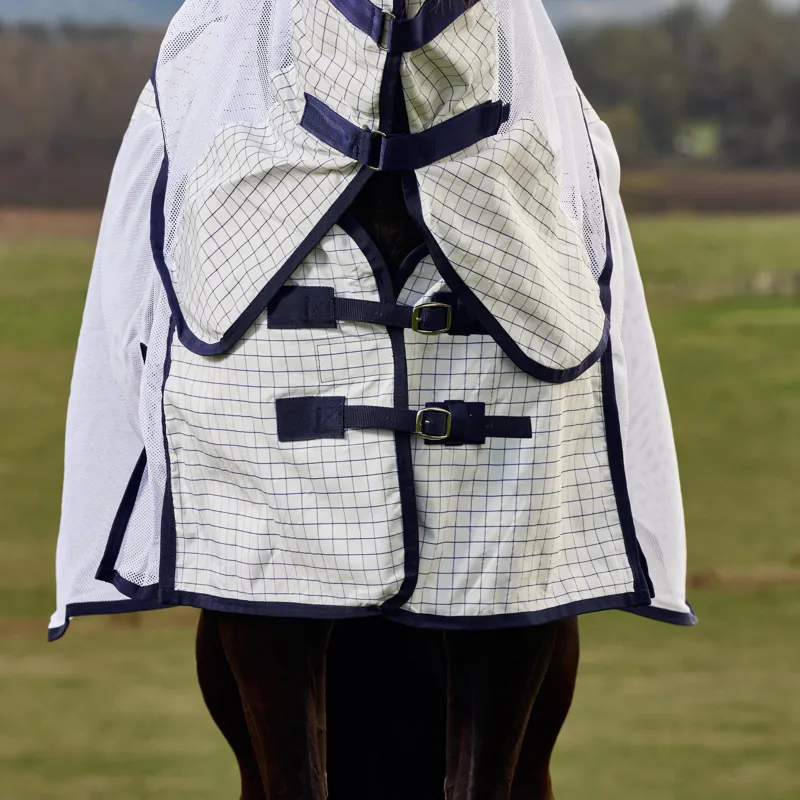 WeatherBeeta ComFiTec Airstream Combo Neck Fly Sheet - White/Navy-2