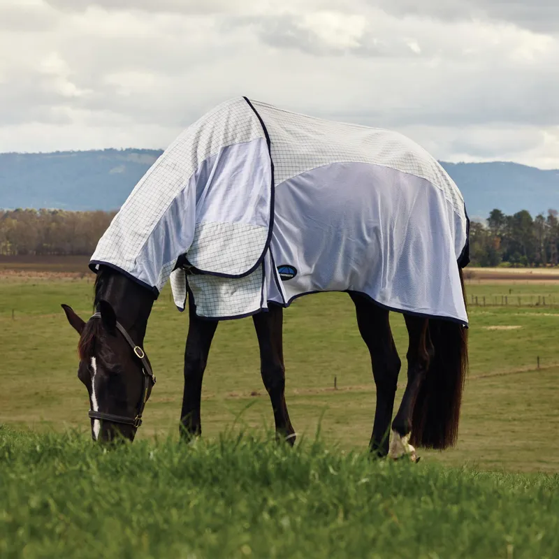 WeatherBeeta ComFiTec Airstream Combo Neck Fly Sheet - White/Navy-3