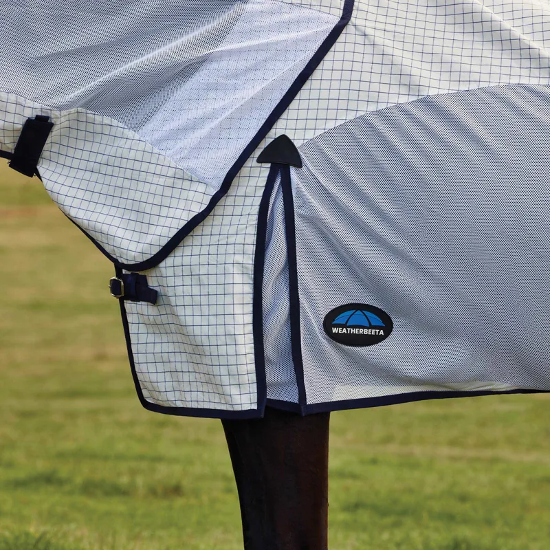 WeatherBeeta ComFiTec Airstream Combo Neck Fly Sheet - White/Navy-4