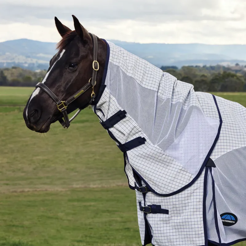WeatherBeeta ComFiTec Airstream Combo Neck Fly Sheet - White/Navy-6