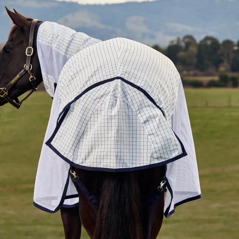 WeatherBeeta ComFiTec Airstream Combo Neck Fly Sheet - White/Navy-7