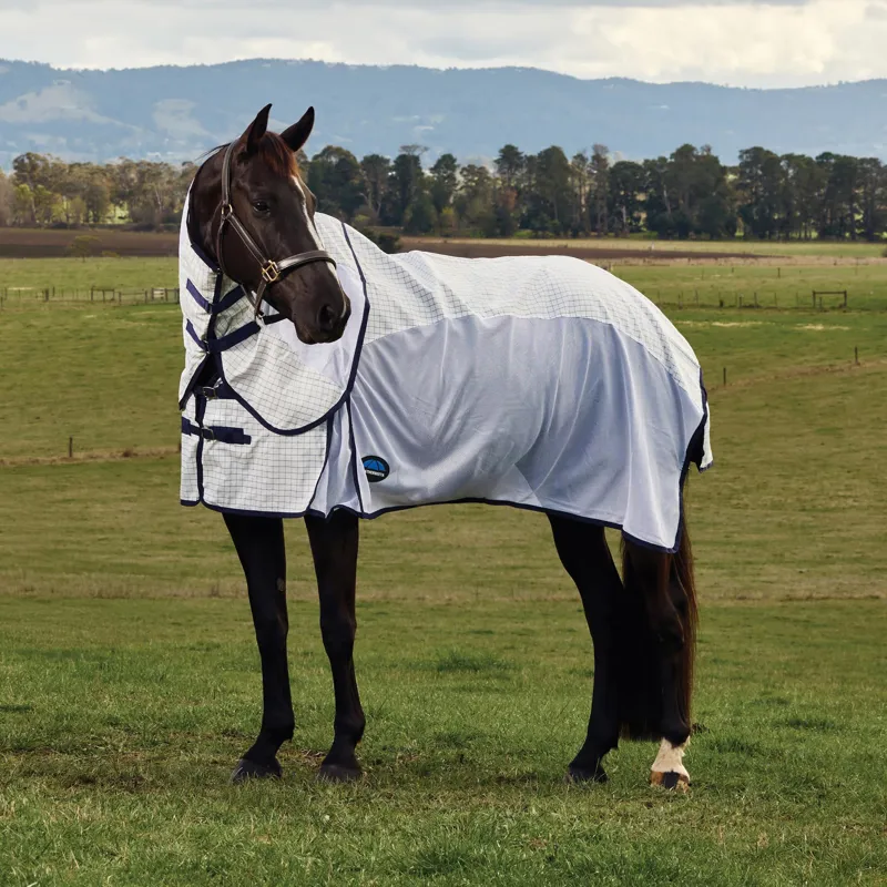 WeatherBeeta ComFiTec Airstream Combo Neck Fly Sheet - White/Navy-1