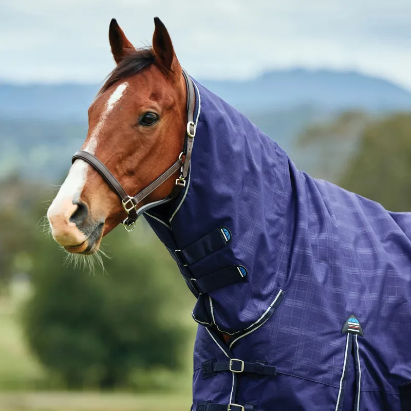 WeatherBeeta ComFiTec Prelim 100g Combo Turnout Blanket - Navy Plaid-6