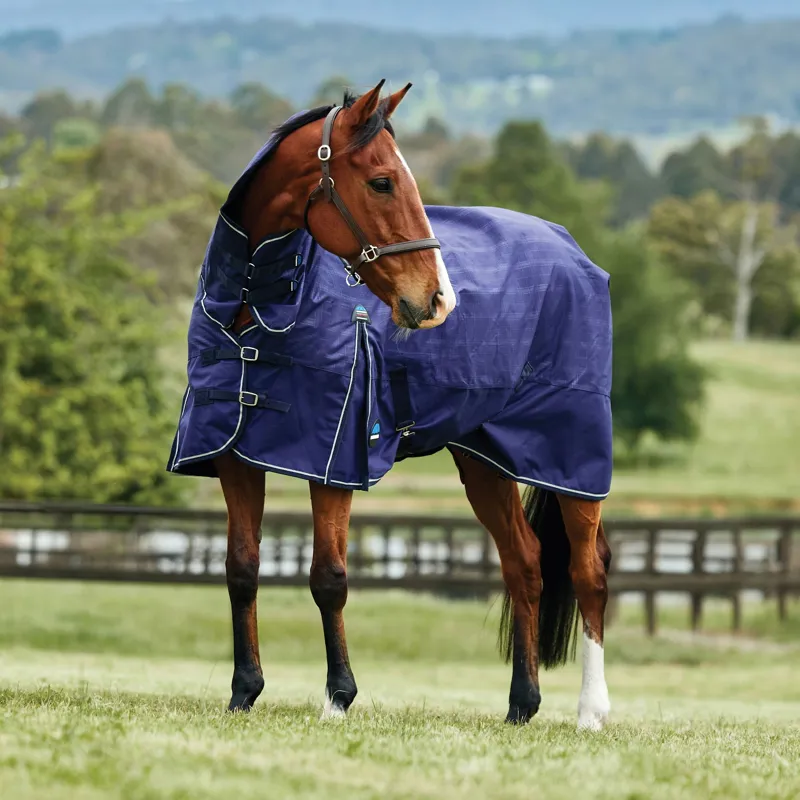 WeatherBeeta ComFiTec Prelim 100g Combo Turnout Blanket - Navy Plaid-4