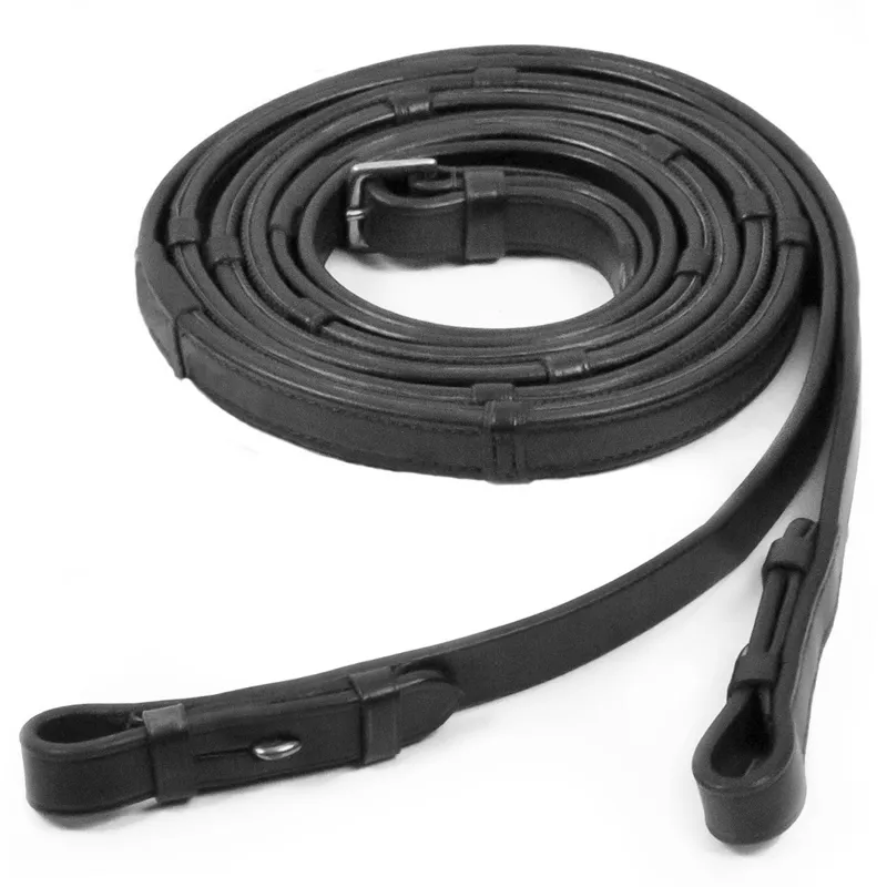 Schockemohle Continental Inside Grip Reins with Billets - Black/Silver-1