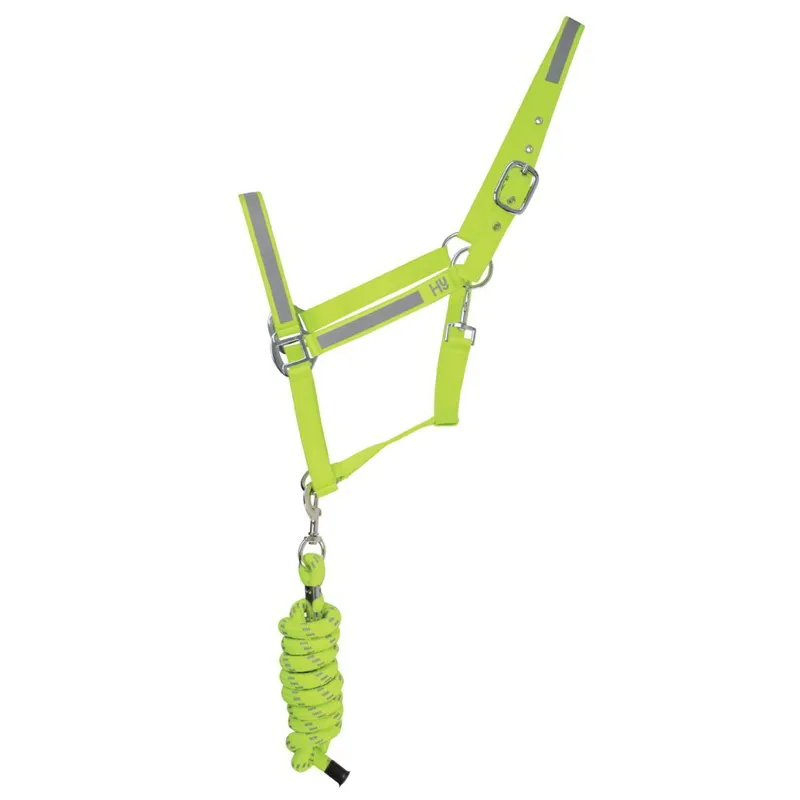HyVIZ Reflector Halter and Lead Rope Set - Fluorescent Yellow-1