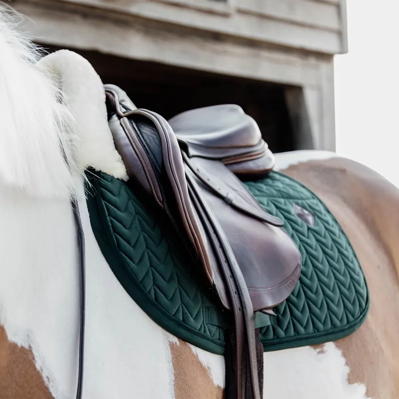 Kentucky Skin Friendly Velvet Jumping Saddle Pad - Pine Green-4