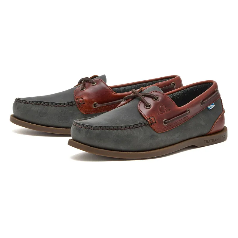 Chatham Bermuda II G2 Mens Leather Boat Shoes - Navy/Seahorse