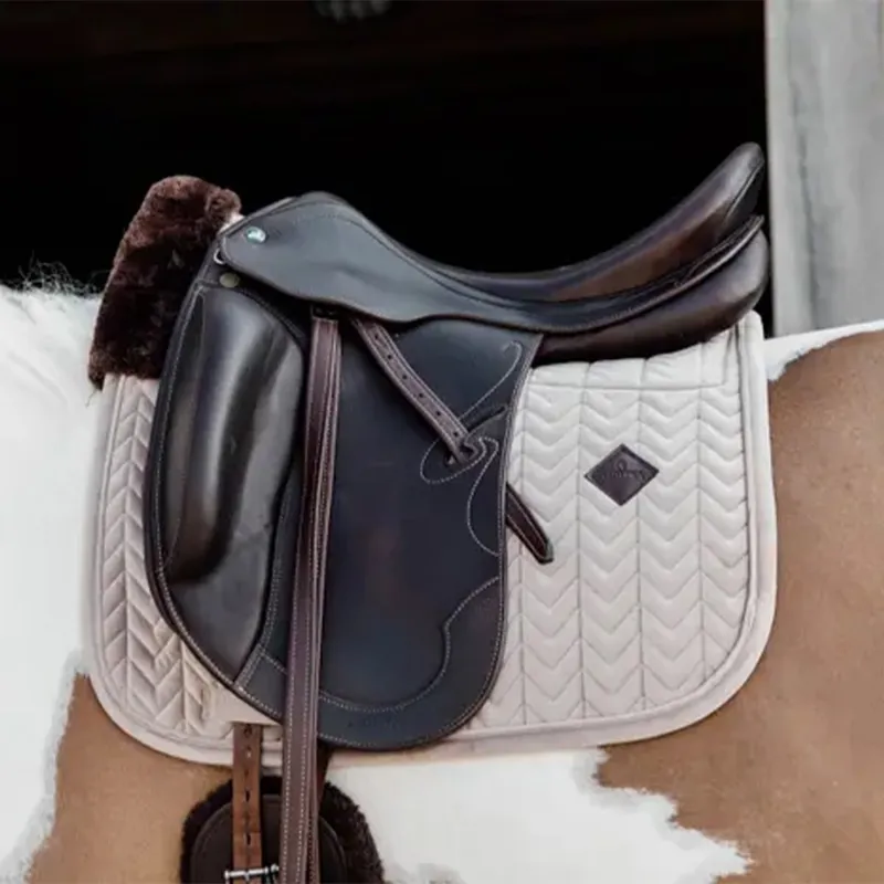 Kentucky Skin Friendly Velvet Dressage Saddle Pad - Beige-1