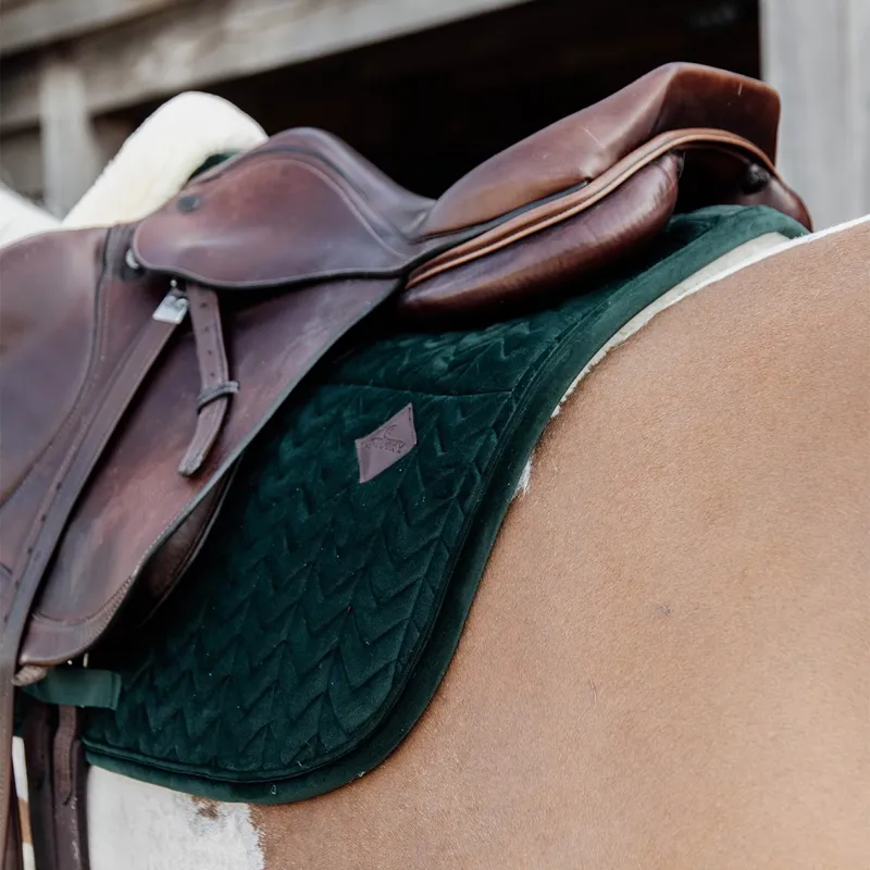 Kentucky Skin Friendly Velvet Jumping Saddle Pad - Pine Green-6