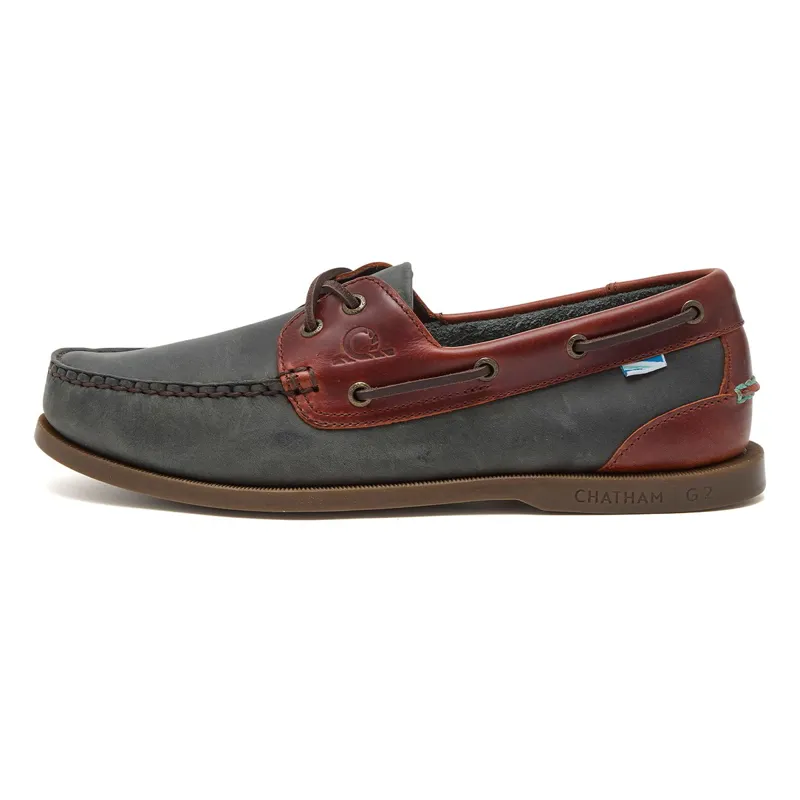 Chatham Bermuda II G2 Mens Leather Boat Shoes - Navy/Seahorse-5