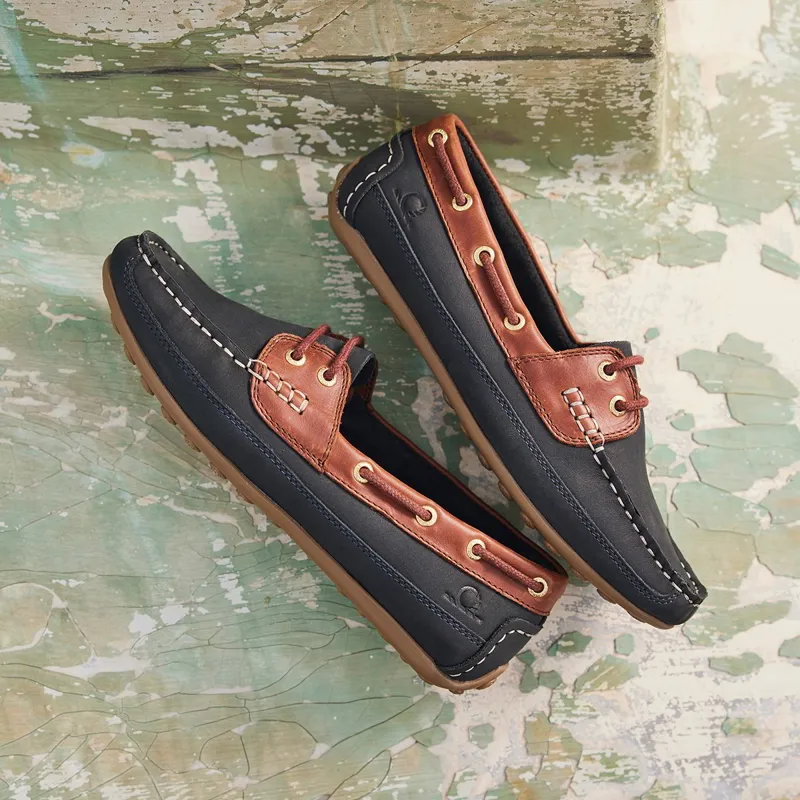 Chatham Cromer Ladies Driving Lace Moccasins - Dark Navy/Burgundy-2