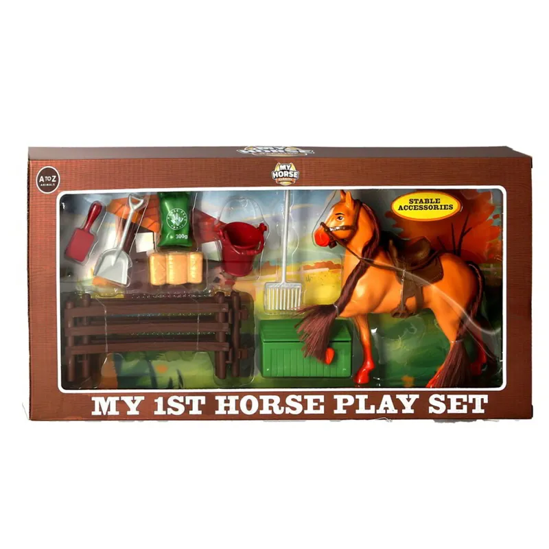 Platinum Large Horse and Stable Set - Dun