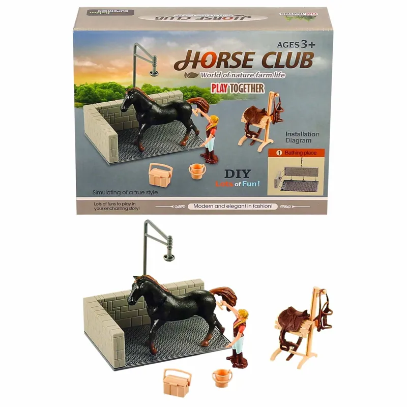 Platinum Agencies Horse Wash Scene Toy Play Set - Black