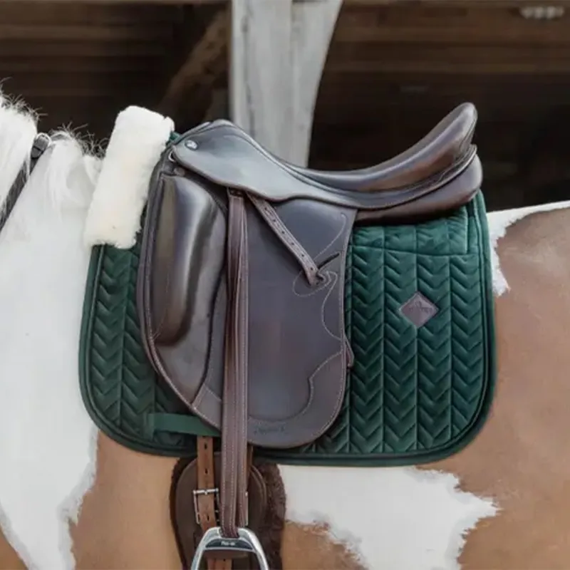 Kentucky Skin Friendly Velvet Dressage Saddle Pad - Pine Green-1