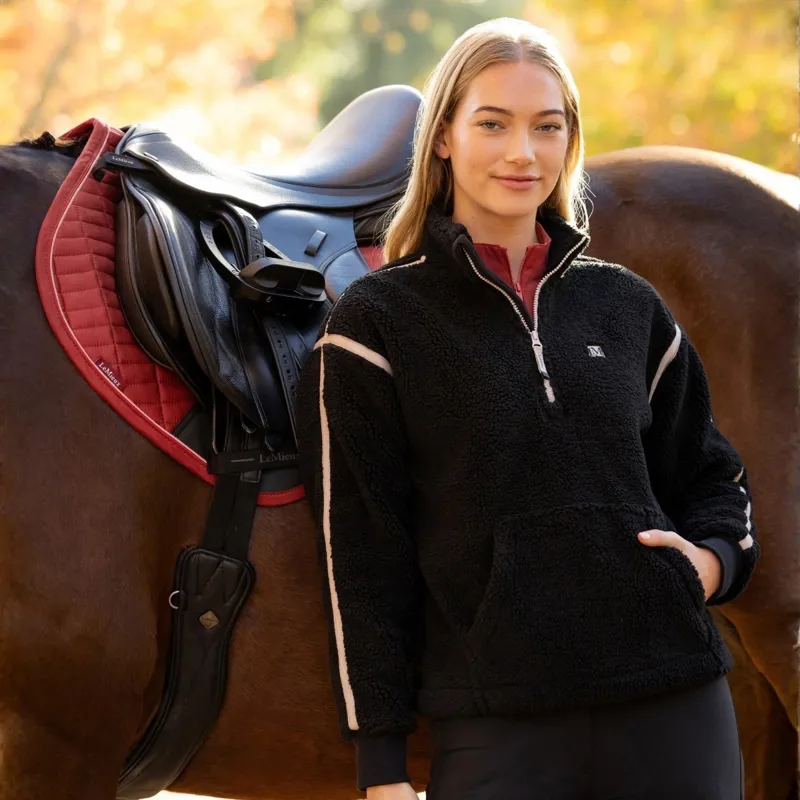 LeMieux Avery Women's 1/4 Zip Teddy Fleece - Black Pre-Order-4