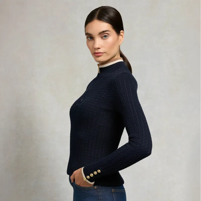 Holland Cooper Zoe Womens Quarter Zip Knit - Ink Navy-5