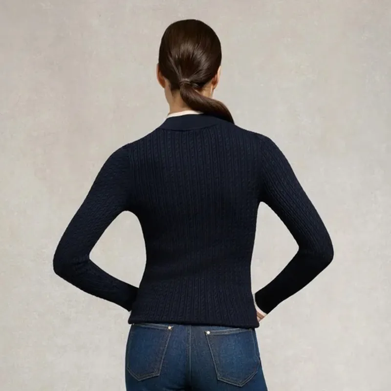 Holland Cooper Zoe Womens Quarter Zip Knit - Ink Navy-2