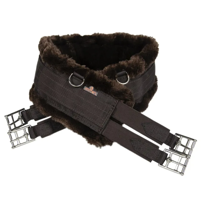 Kentucky Elasticized Sheepskin Girth - Brown/Brown