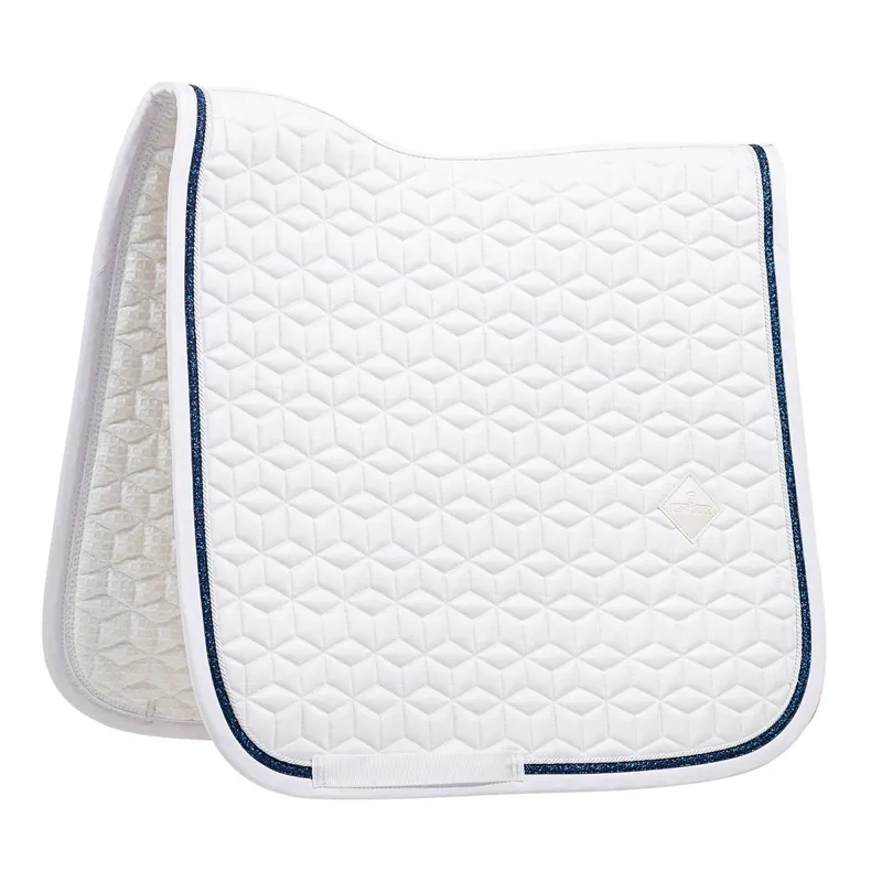 Kentucky Glitter Rope Dressage Saddle Pad - White/Navy