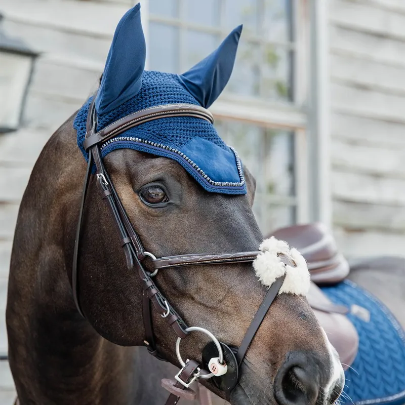 Kentucky Wellington Velvet Pearls Fly Bonnet - Navy-2