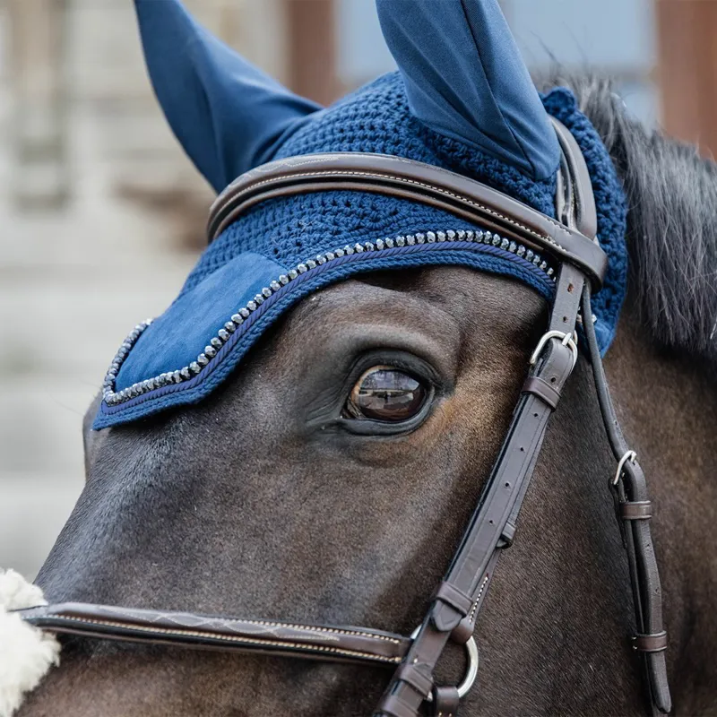 Kentucky Wellington Velvet Pearls Fly Bonnet - Navy-4